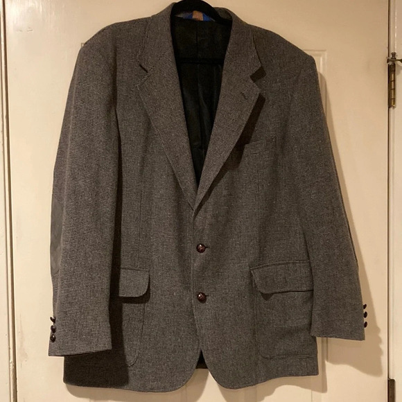 Pendleton vintage houndstooth elbow patch men’s wool blend jacket size 44 Long